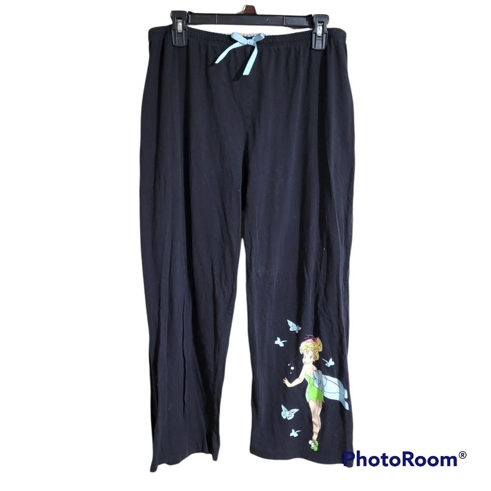 Disney Tinkerbell Black Tie Waist Lounge Pj Pajama Pants Womens Size 2x 18/20